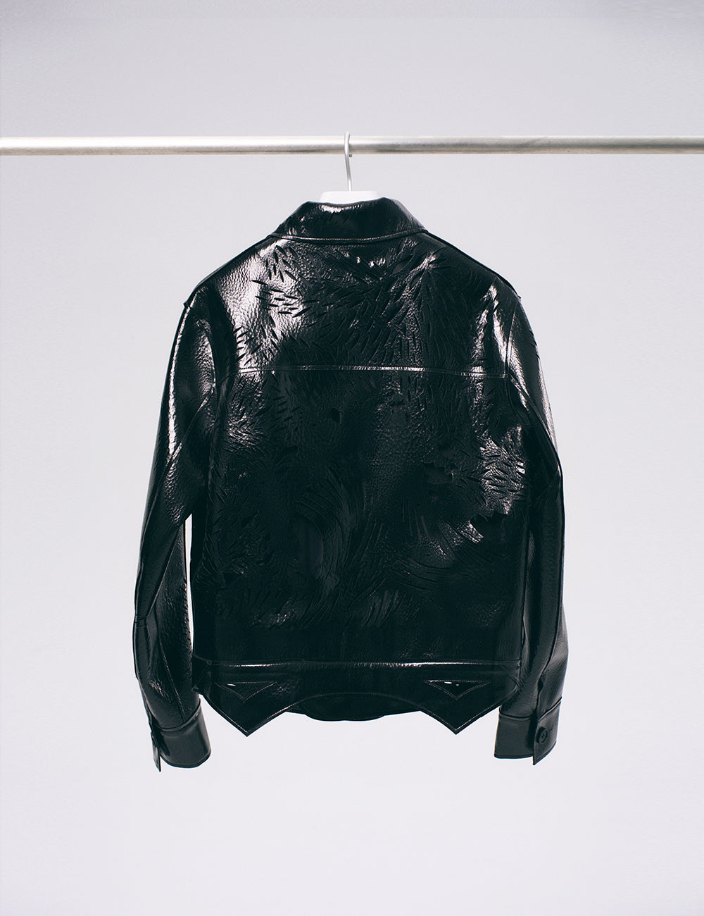 Black Laser Cut Faux Leather Jacket